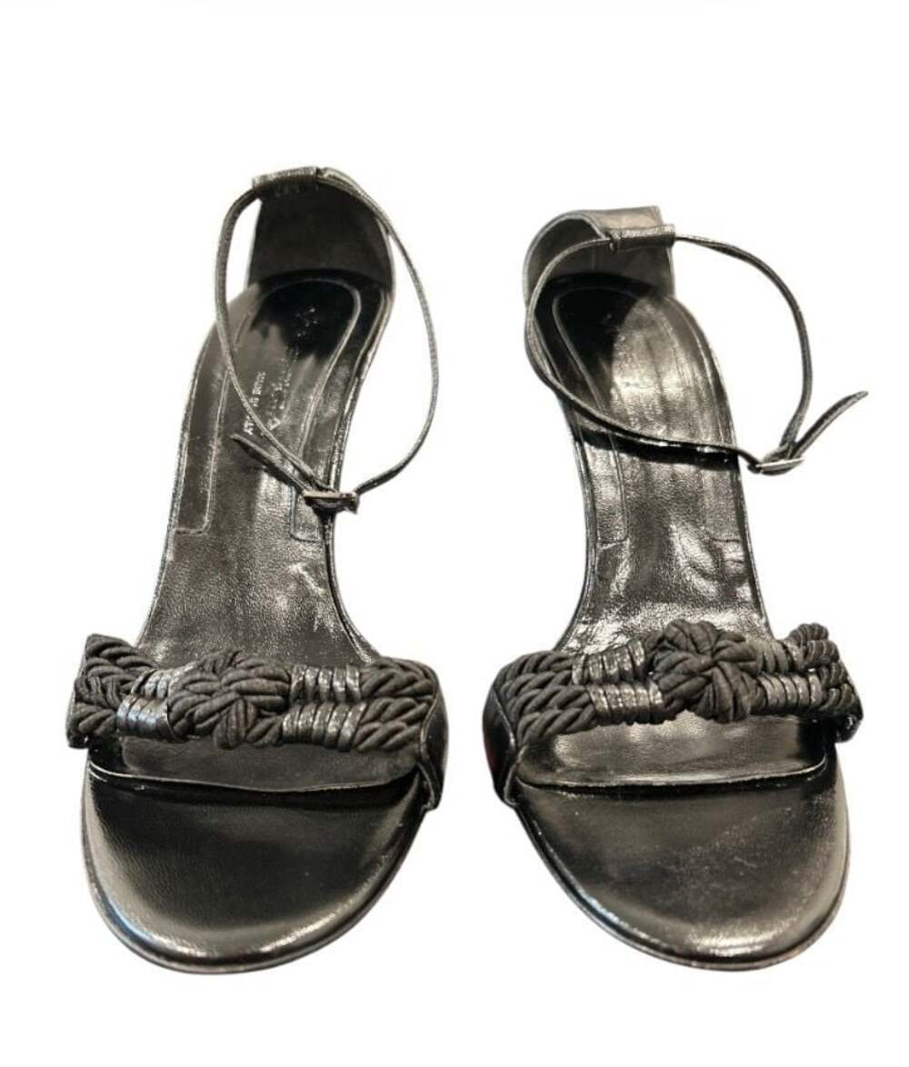 Via Spiga V-Tasha Black Leather Braided Heeled Sandals - Made in Italy - Size 10